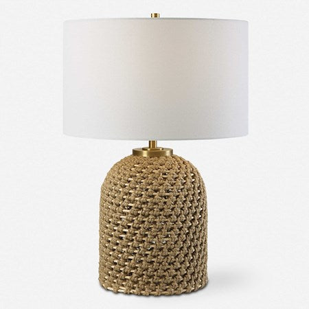 Uttermost Kendari Natural Knotted Rope Table Lamp With White Linen Shade - Image 2