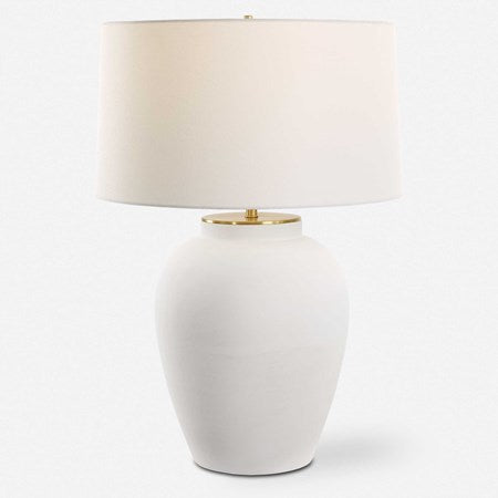 Uttermost Adelaide Chalk White Ceramic Table Lamp With Linen Shade - Image 2