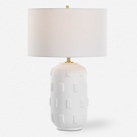 Uttermost Emerie Chalk White Glaze Porcelain Table Lamp With Linen Shade - Image 2
