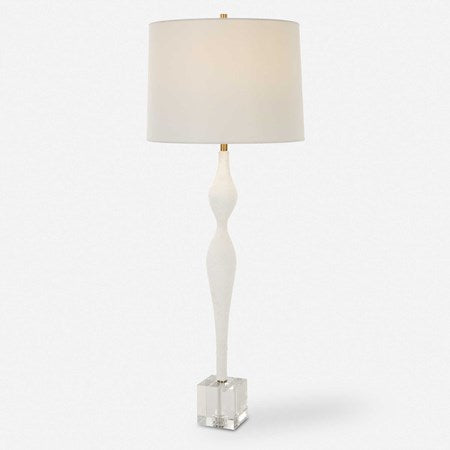 Uttermost Helena Chalk White Ceramic Table Lamp With Linen Shade - Image 3
