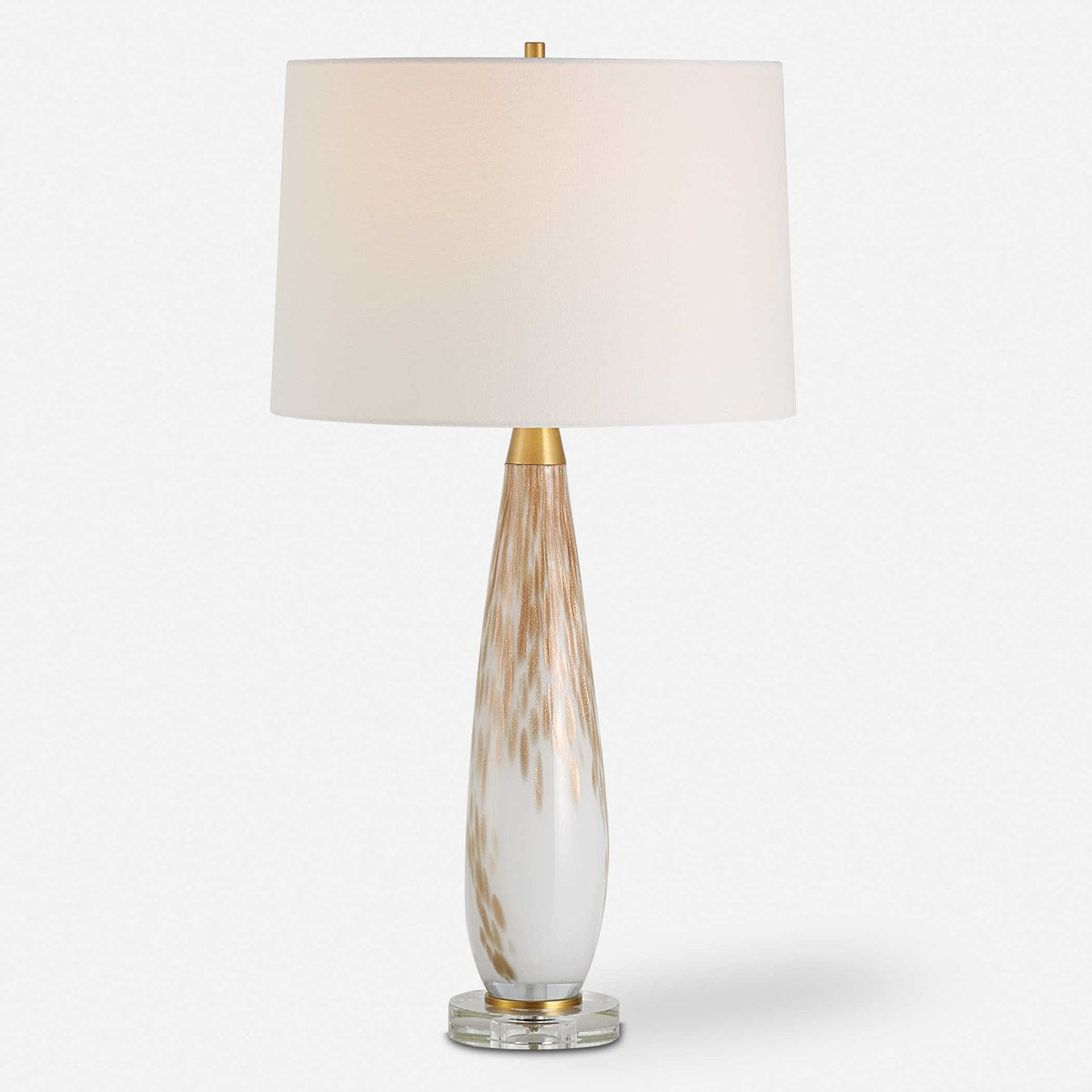 Uttermost Lyra White and Metallic Gold Table Lamp With Linen Shade - Image 3