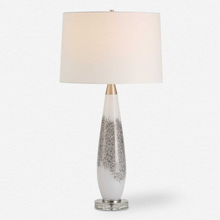Uttermost Quinn Mottled Gray and Metallic Silver Table Lamp With Linen Shade - Image 2