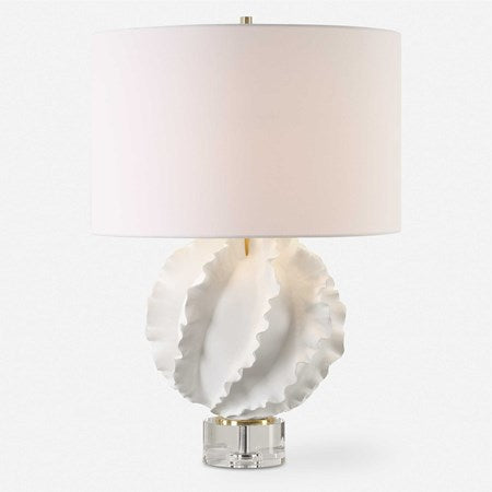 Uttermost Saylor White Glazed Ceramic Table Lamp With Linen Shade - Image 2