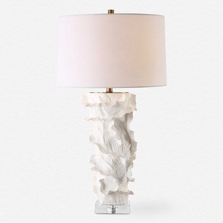 Uttermost Wisp White Glazed Textured Ceramic Table Lamp With White Linen Shade - Image 2