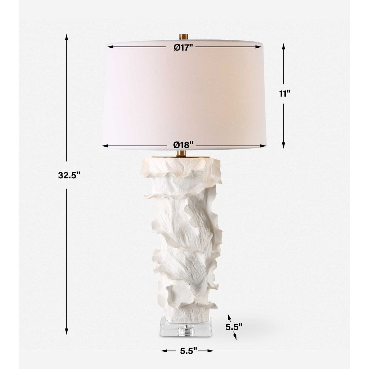 Uttermost Wisp White Glazed Textured Ceramic Table Lamp With White Linen Shade - Image 3