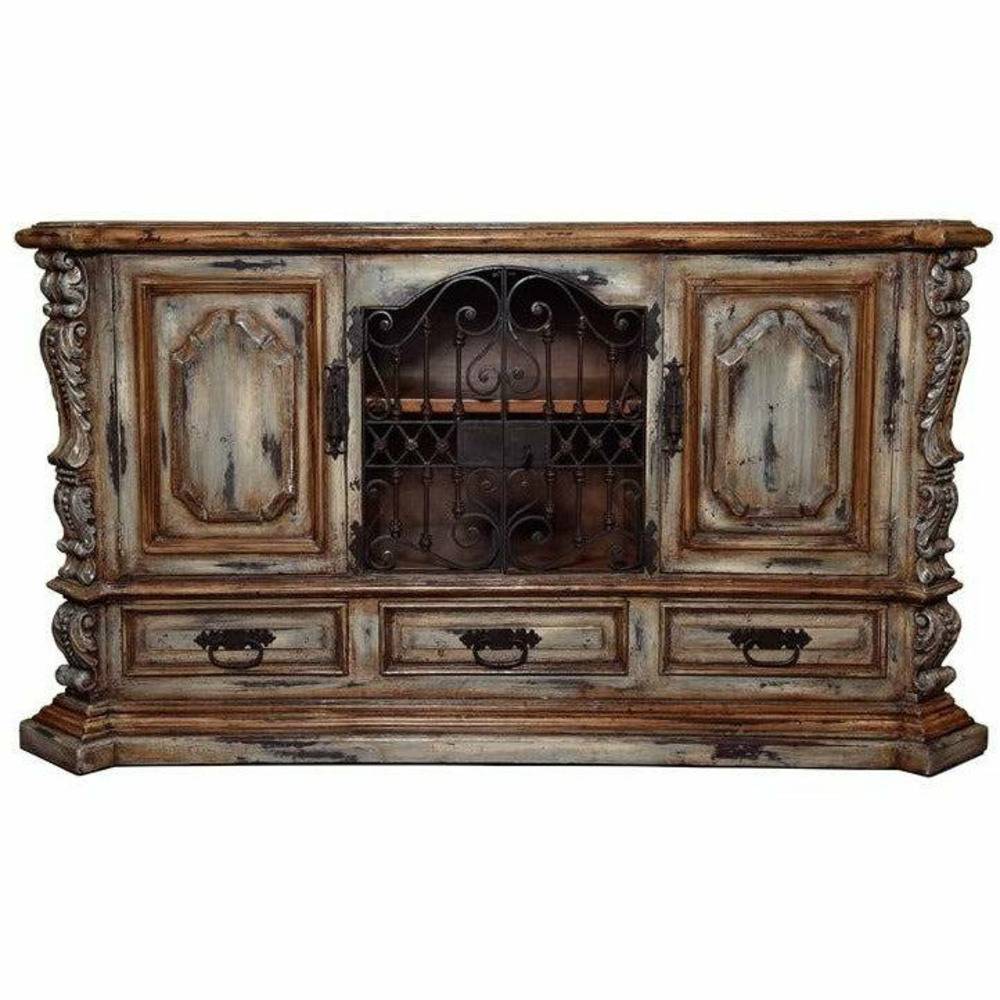 Casa Bonita Peruvian Hand-Painted Carved Wood and Hand Forged Iron San Luis Buffet - Image 1