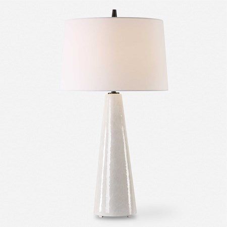 Uttermost Loire Cream Glazed Ceramic Table Lamp With White Linen Shade - Image 2