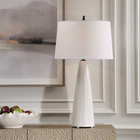 Uttermost Loire Cream Glazed Ceramic Table Lamp With White Linen Shade - Image 1