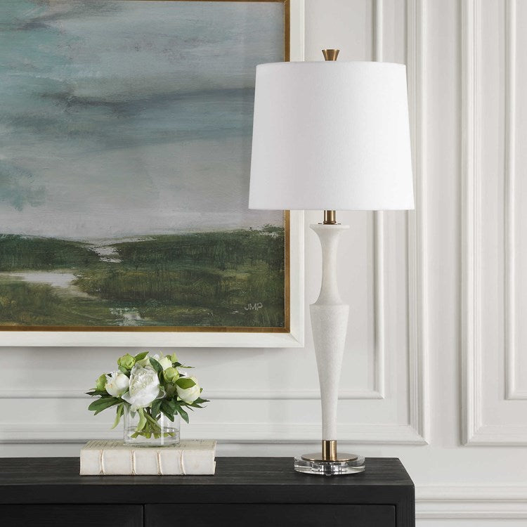 Uttermost Colette Ivory Stone Table Lamp With White Linen Shade - Image 3