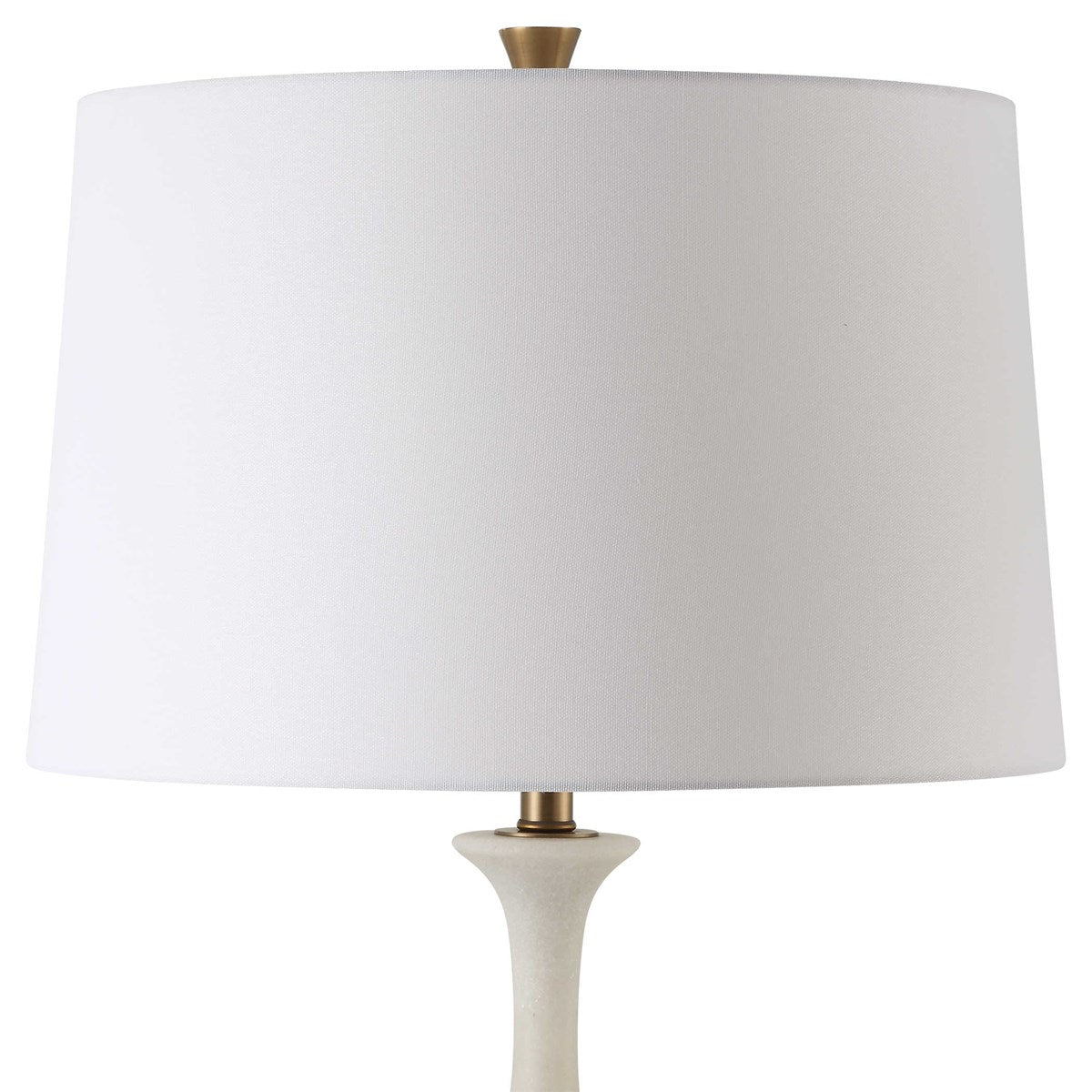 Uttermost Colette Antiqued Brass and Ivory Stone Floor Lamp With White Linen Shade - Image 3