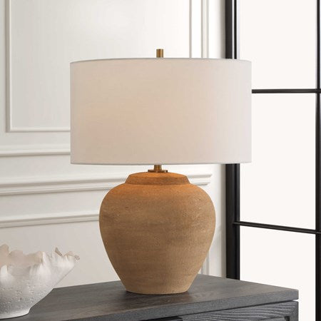 Uttermost Treviso Terracotta Table Lamp With White Linen Shade - Image 3