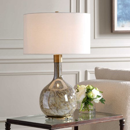 Uttermost Rhine Seeded Glass Table Lamp With White Linen Shade - Image 3