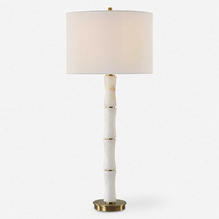 Uttermost Unify Polished Alabaster Table Lamp With White Linen Shade - Image 2