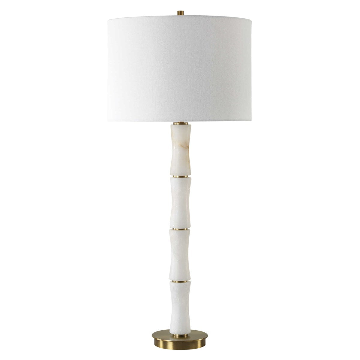 Uttermost Unify Polished Alabaster Table Lamp With White Linen Shade - Image 3
