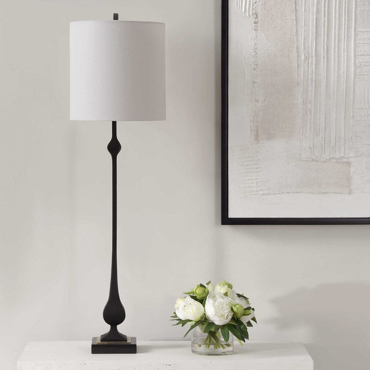 Uttermost Hightower Buffet Lamp With White Linen Shade - Image 1