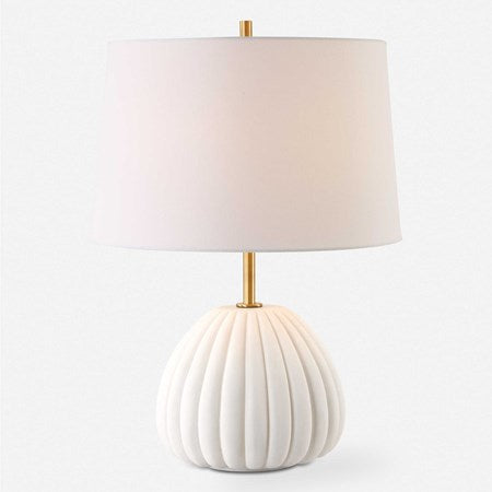 Uttermost Lynna Ivory Stone Table Lamp With White Linen Shade - Image 3