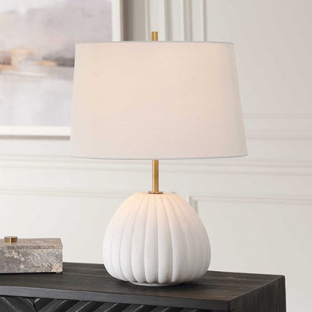 Uttermost Lynna Ivory Stone Table Lamp With White Linen Shade - Image 2