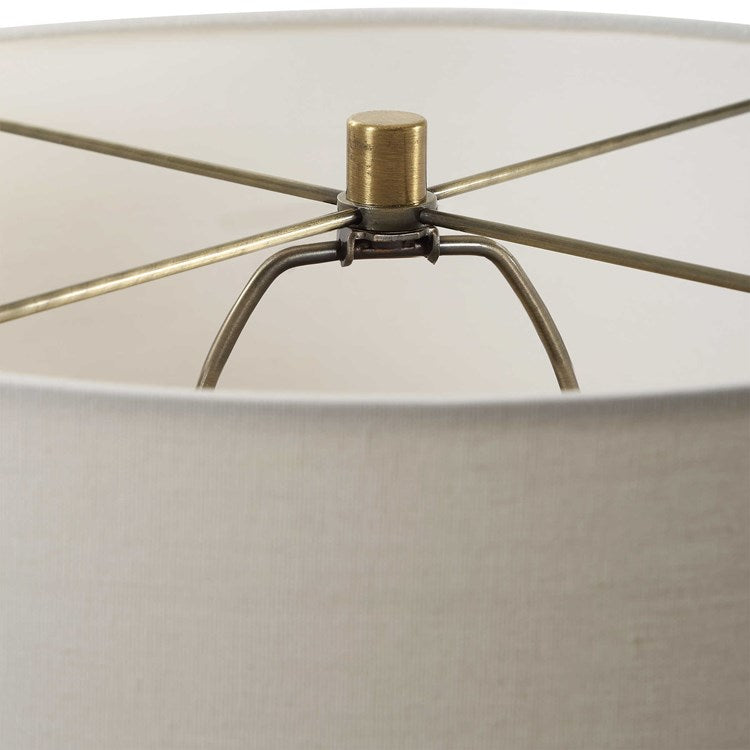 Uttermost Palawan Turquoise Blue Glazed Ceramic Table Lamp With White Linen Fabric - Image 3
