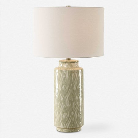 Uttermost Laurel Cream and Sage Glazed Ceramic Table Lamp With Linen Shade - Image 2