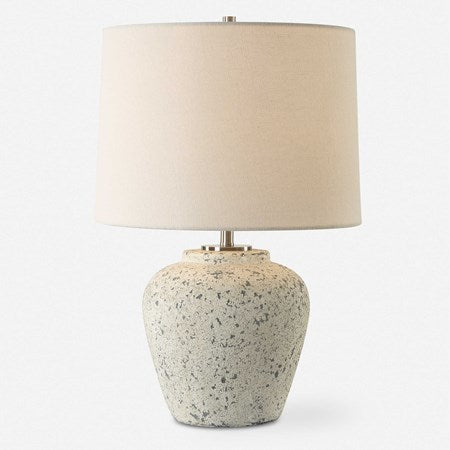 Uttermost Rupture Aged Ivory and Stone Gray Table Lamp With White Linen Shade - Image 2