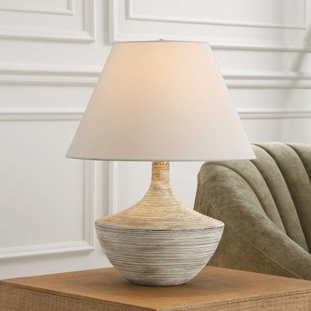 Uttermost Carafe Charcoal and Ivory Ceramic Table Lamp With Linen Shade - Image 1