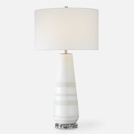 Uttermost Santino Crackled Ivory Ceramic Table Lamp With White Linen Shade - Image 2