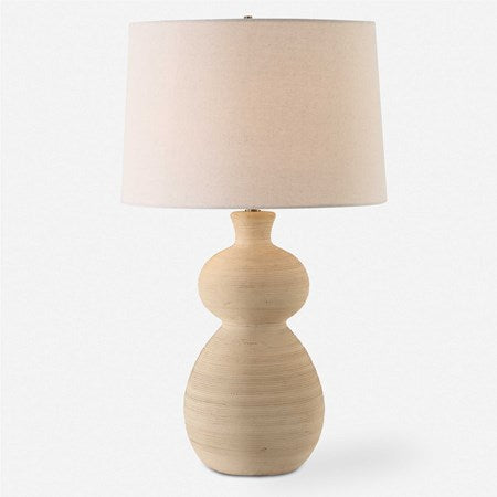 Uttermost Pueblo Ceramic Table Lamp With Light Beige Linen Shade - Image 2