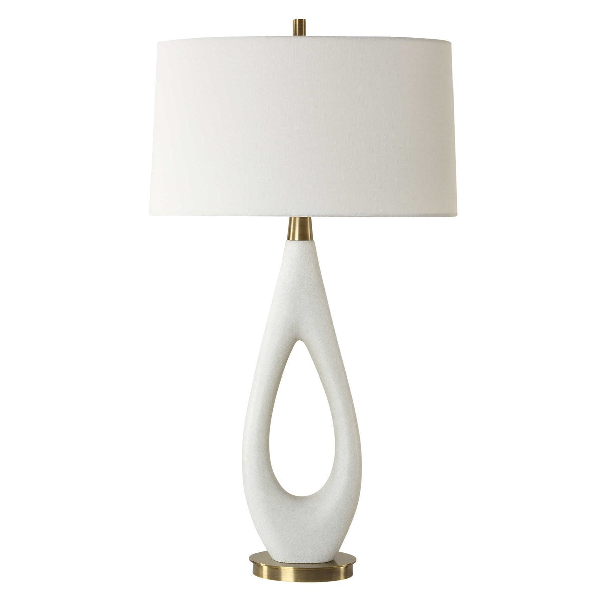 Uttermost Promenade White Stone Table Lamp With Linen Shade - Image 3