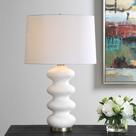 Uttermost Liora White Glazed Porcelain Table Lamp With Linen Shade - Image 1