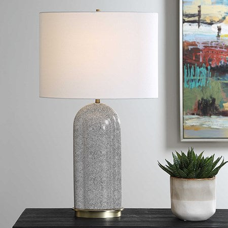 Uttermost Dapple Ceramic Table Lamp With White Linen Shade - Image 1