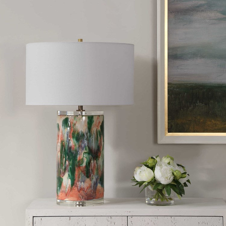 Uttermost Sylvie Abstract Ceramic Table Lamp With White Linen Shade - Image 1