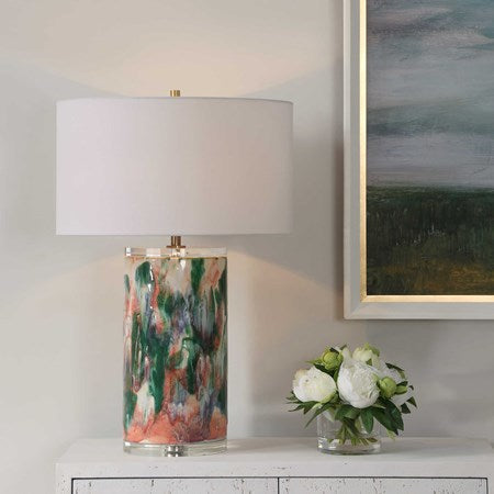 Uttermost Sylvie Abstract Ceramic Table Lamp With White Linen Shade - Image 3
