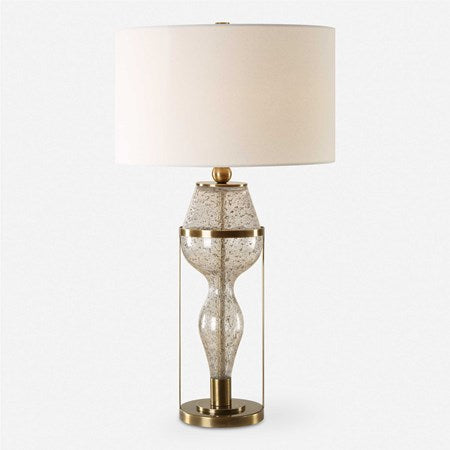 Uttermost Out Of Time Seeded Glass Table Lamp With Linen Shade - Image 2