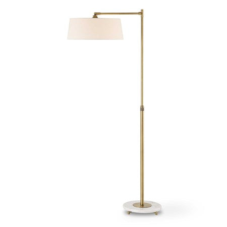 Uttermost Branch Out Antiqued Brush Brass and Marble Floor Lamp With White Linen Shade - Image 2