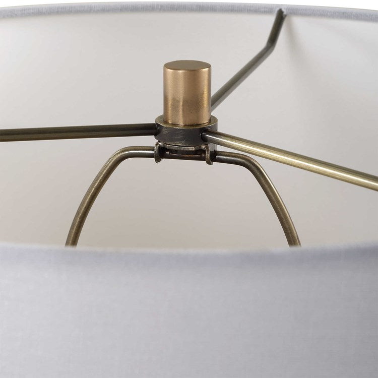 Uttermost Chianti Olive Green and Ivory Glass Table Lamp With White Linen Shade - Image 3