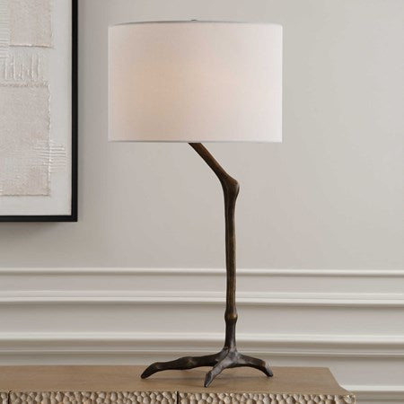 Uttermost Perch Iron Table Lamp With White Linen Shade - Image 1