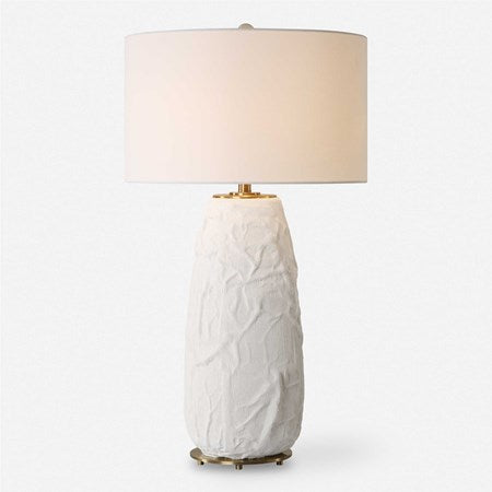 Uttermost Vida Chalk White Glazed Ceramic Table Lamp With Linen Shade - Image 2