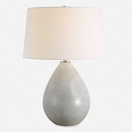 Uttermost Moray Mushroom Gray Glazed Ceramic Table Lamp With White Linen Shade - Image 2