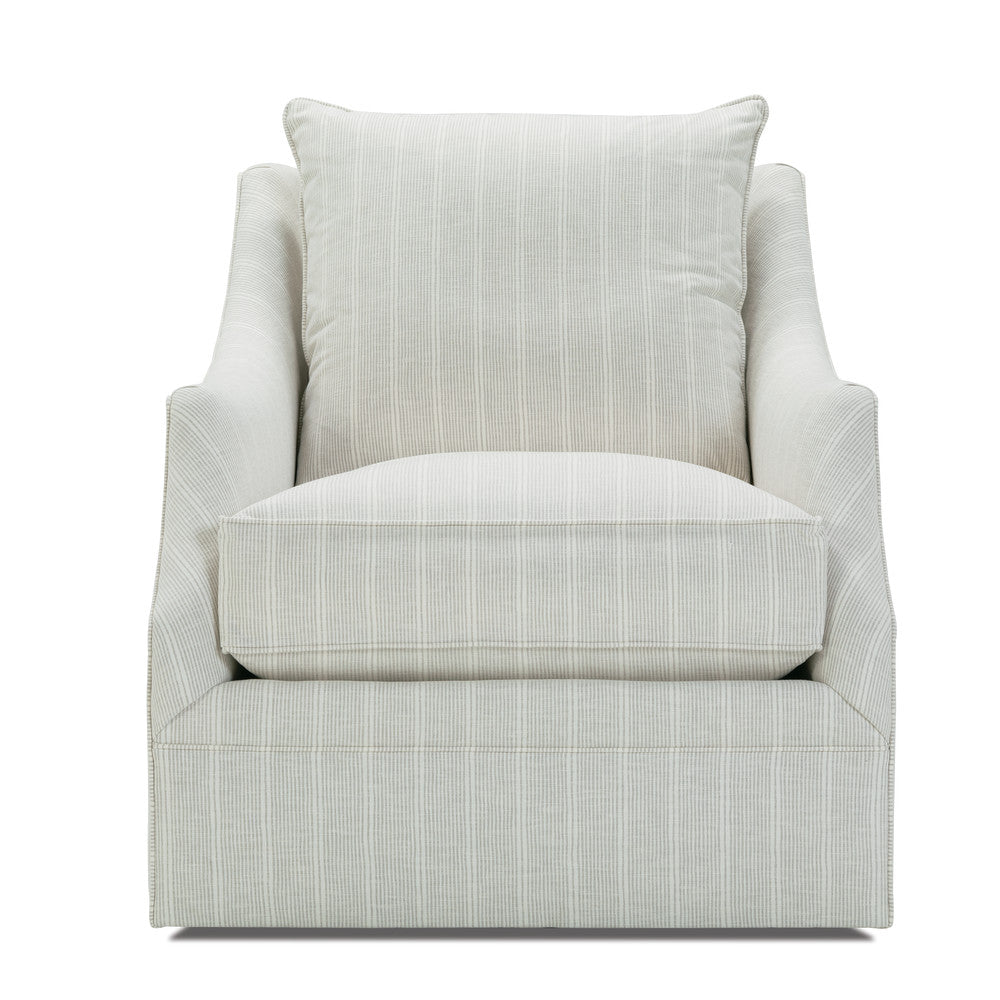 Rowe Furniture Kara Stripe Swivel Chair in Grey with Ivory Stripe ~ Express Collection - Image 3