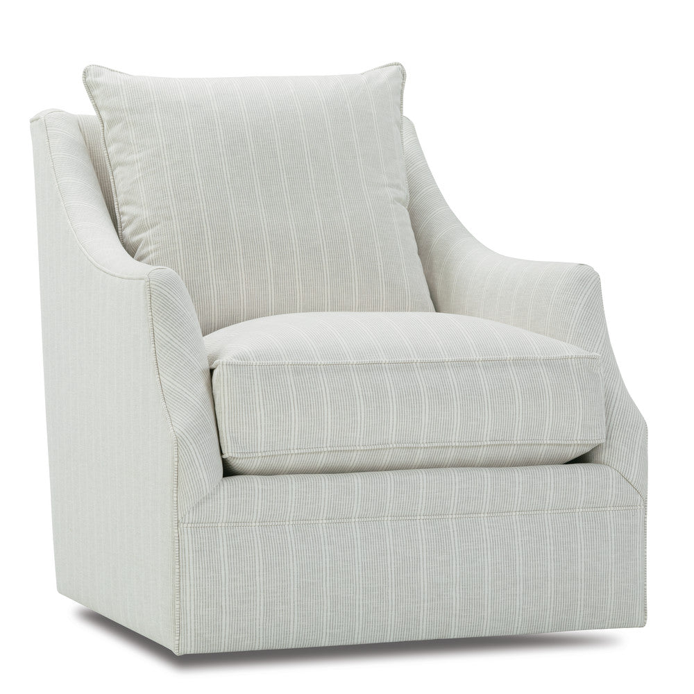 Rowe Furniture Kara Stripe Swivel Chair in Grey with Ivory Stripe ~ Express Collection - Image 2