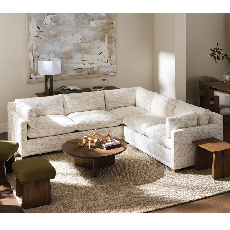 Rowe Furniture Sylvie Ivory and Taupe Boucle Sectional Sofa 116 x 110 ~ Express Collection