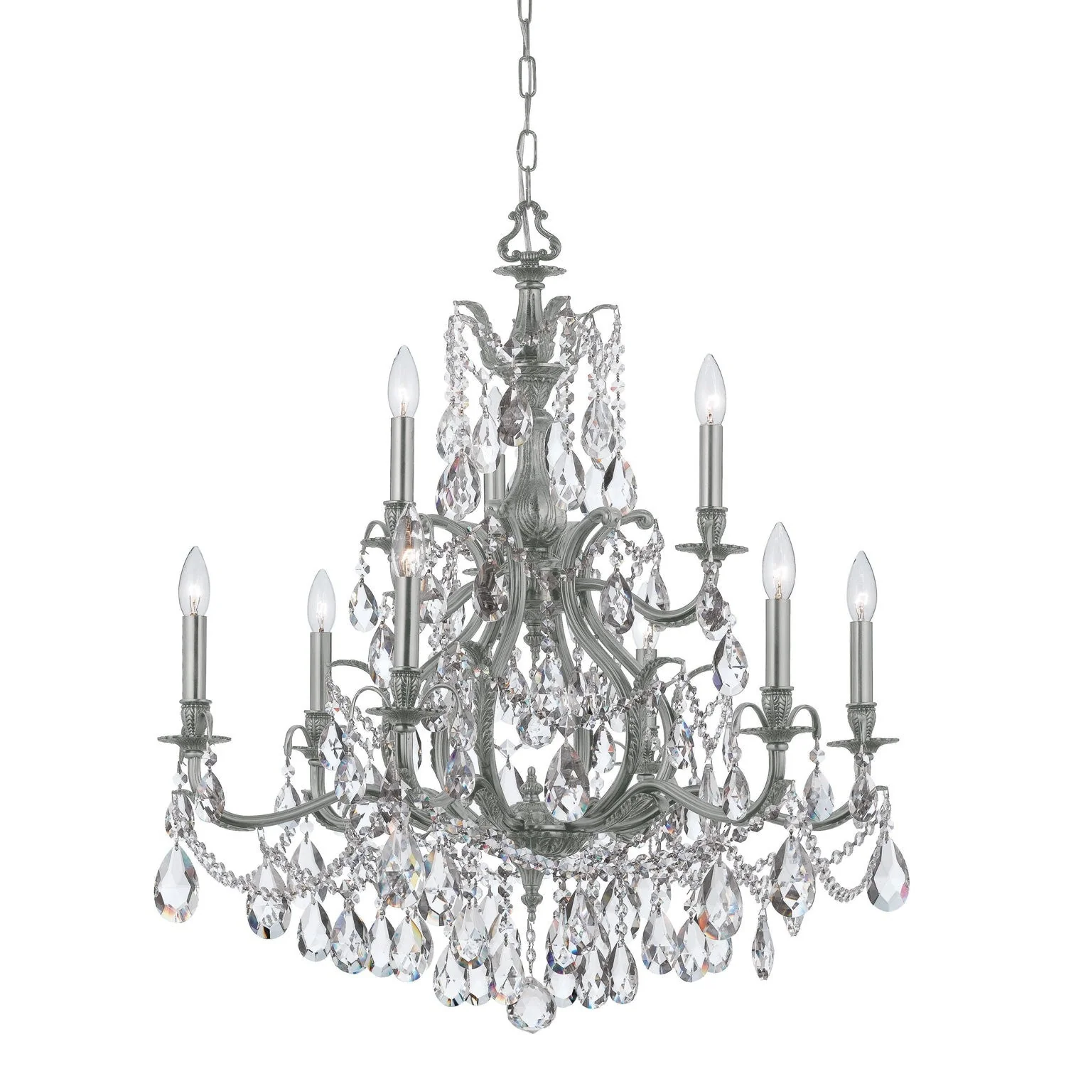 Pewter Nine-Light Chandelier with Swarovski Spectra - Image 1