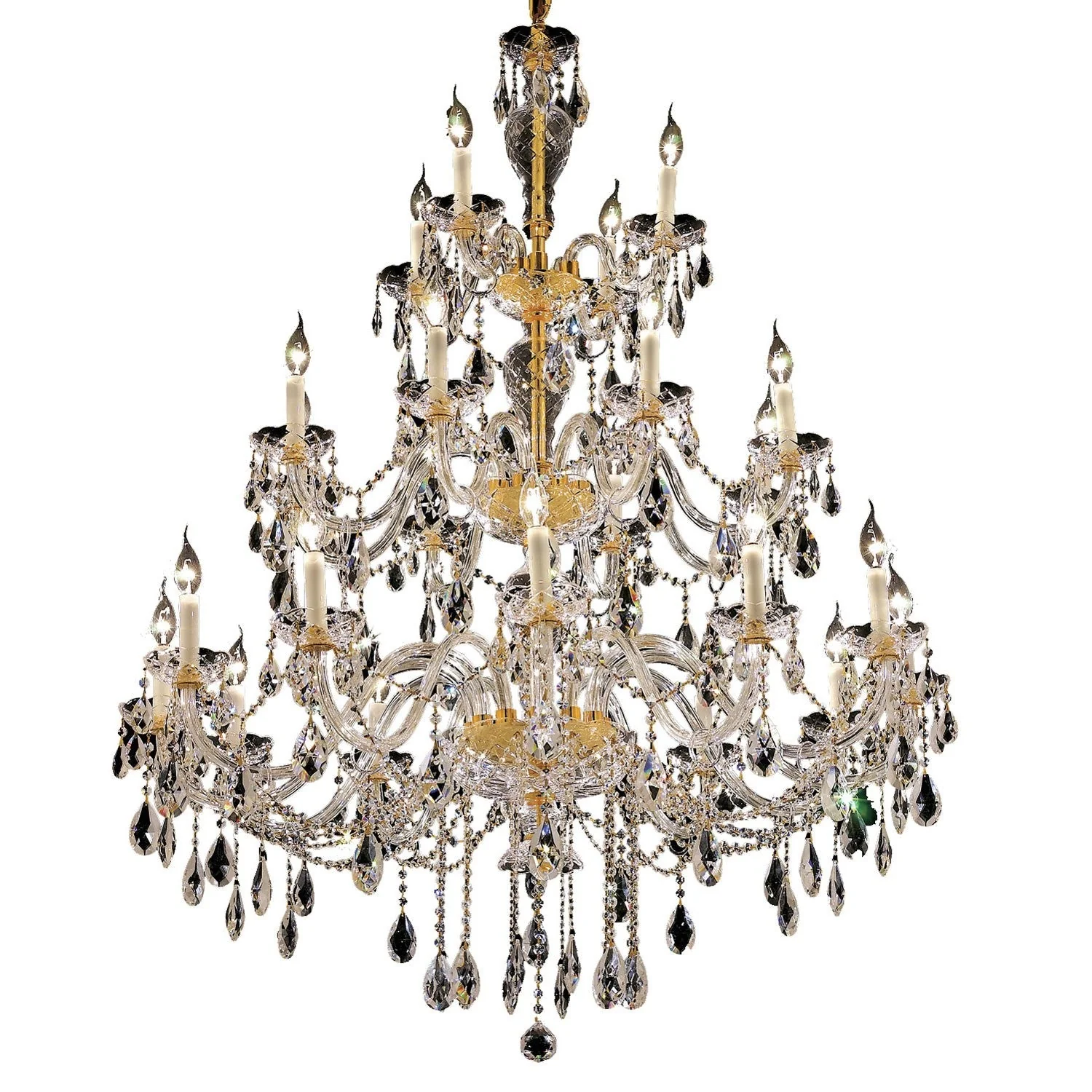 Gold Twenty-Four Light 45-Inch Chandelier with Royal Cut Clear Crystal - Image 1