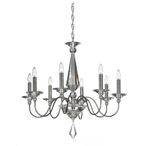 Black Pearl Eight-Light Clear Optic Handcut Crystal Chandelier, 29.5W x 28H x 29.5D - Image 1
