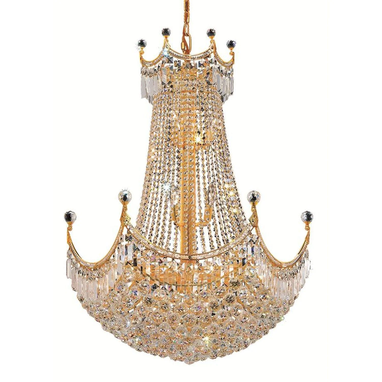 Corona Gold Twenty-Four Light 30-Inch Chandelier with Royal Cut Clear Crystal - Image 1