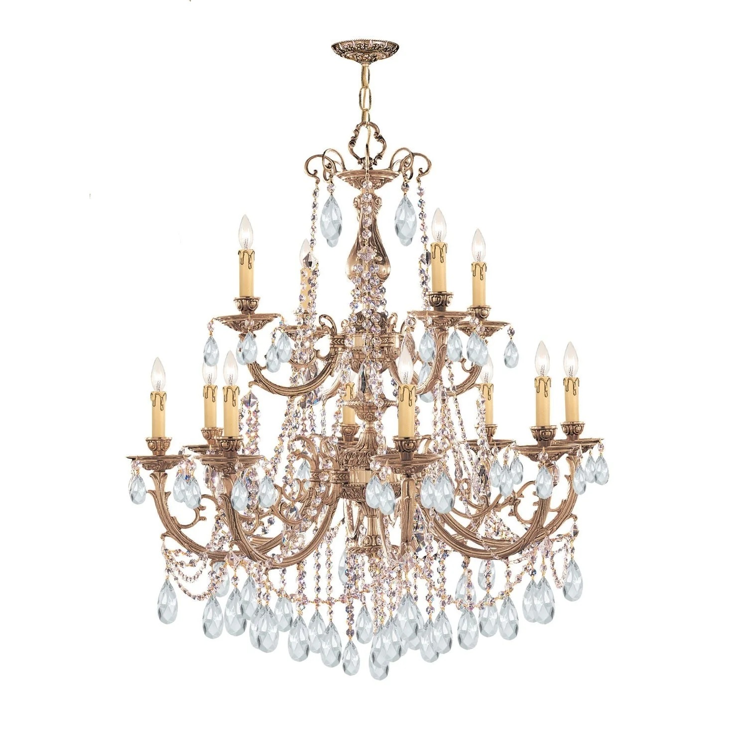 Group Etta Olde Brass Twelve-Light Crystal Chandelier - Image 1
