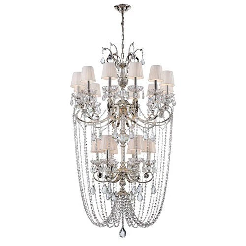 Volante Silver 18 Light Chandelier with White Shade - Image 1