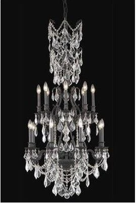 Bronze Sixteen-Light Chandelier with Clear Royal Cut Crystals - Image 1