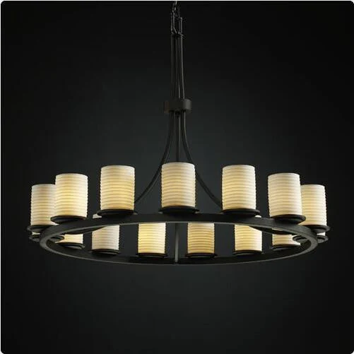 15-Light Matte Black One-Tier Ring Chandelier - Image 1