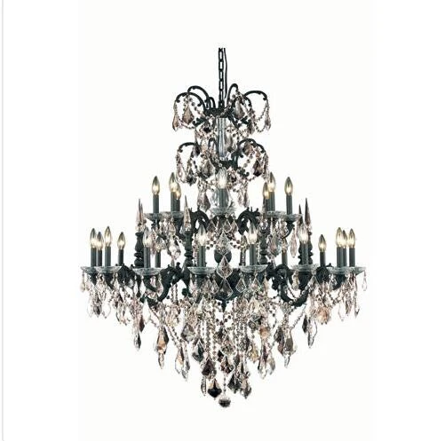 Bronze Twenty-Four Light Chandelier with Golden Teak/Smoky Royal Cut Crystals - Image 1